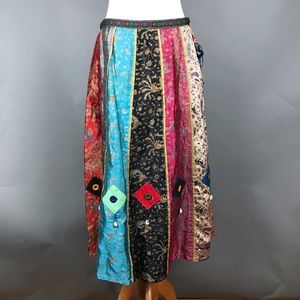 Fun colorful midi skirt with mirror + shell detail
